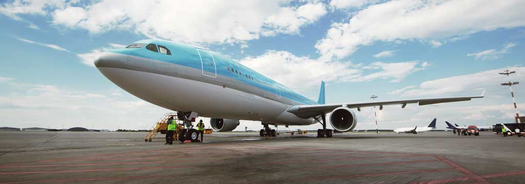 Jet airliner on ramp