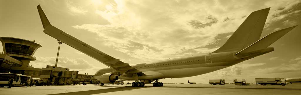 Jet airliner on the ramp