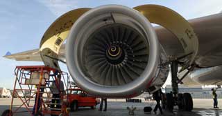 jet engine with cowling open