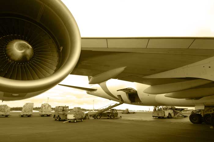 Jet airliner on the ramp